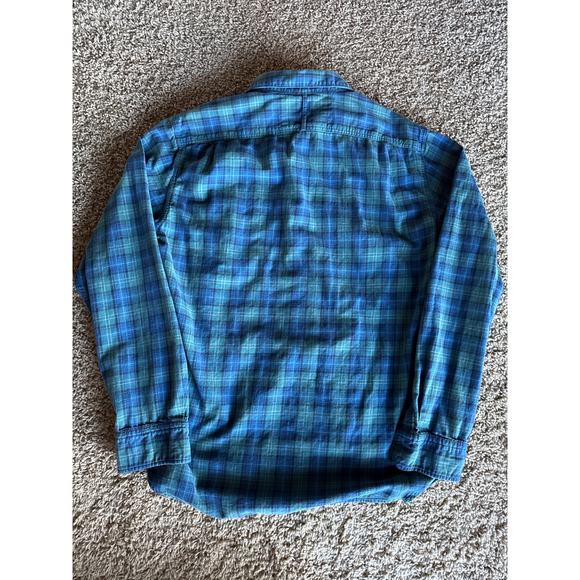 Banana Republic M Tattersall Plaid Flannel Long Sleeve Button Up Blue Green - Picture 4 of 7